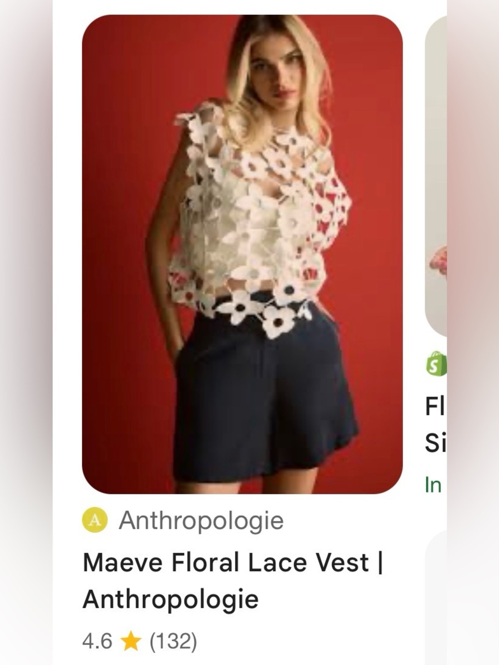 Anthropologie Maeve White Floral Cutout Appliqué Vest Top